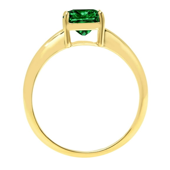 2.5 ct Cushion Cut Simulated Emerald Solitaire Engagement Ring for Women in 18K Yellow Gold