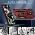 thumbnail image 5 of for iPhone 13 Case, iPhone 14 Case with Slide Camera Cover + Screen Protector (2 Packs), Rotated Ring Kickstand Military Grade Shockproof Protective Cover-Red, 5 of 15