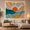Orange Sun Waves, variant on Tropical Sunset Above Teal Ocean Waves, Nostalgic Retro for Beach Lovers, Sunlit Coastal Wall Art, Housewarming Gift, Tapestry Wall Hanging for Bedroom and Living Room