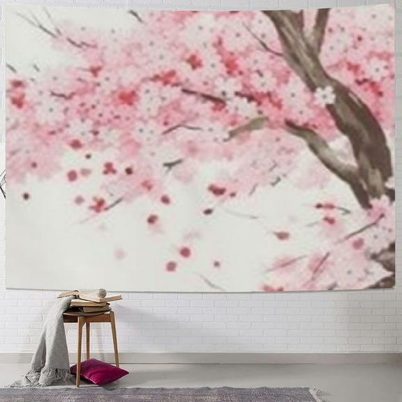 Sheronv Pink Tree with Pink Flowers Tapestry Wall Hanging Unique Style Graphic Tapestries Home Wall Decor Art for Living Room Bedroom Apartment Farmhouse Dorm 40x30inch