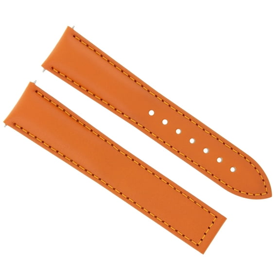 22/18MM LEATHER WATCH STRAP BAND FOR OMEGA SEAMASTER  DEPLOYMENT CLASP ORANGE