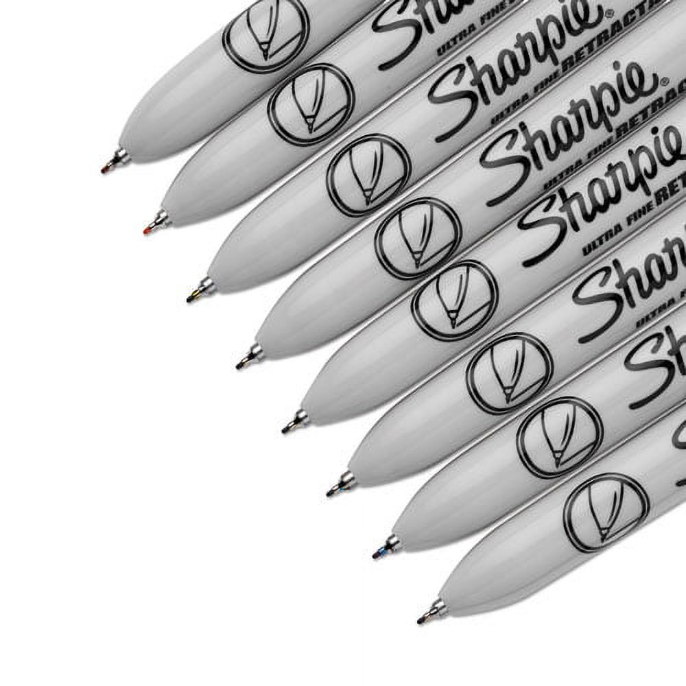 Sharpie 1742025 Retractable Permanent Markers, Ultra Fine Point, Assorted Colors, 8-Count & Retractable Permanent Markers, Ultra Fine Point, Black, 2 Count