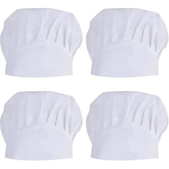 Adjustable Kitchen Hat Set of 4, Unisex Chef Cook Hats, Professional Polycotton Chef Toque, Breathable Kitchen Chef Cap For Pastry Chef and Restaurant Staff