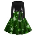 thumbnail image 7 of Christmas Dresses for Women Women's Casual Fashion Round Neck Long Sleeve Christmas Printed Party Vintage Long Dresses for Holiday Gathering,Dark Green,4XL, 7 of 7