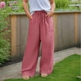thumbnail image 2 of FAIWAD Kids Girls Wide Leg Pants Casual Loose Drawstring Summer Athletic Joggers with Pockets Beach Vacation Clothes, 2 of 9