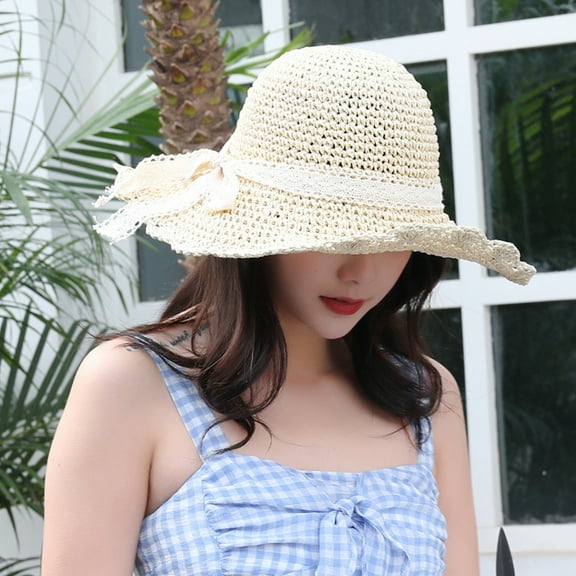 SPRING PARK Womens Floppy Summer Sun Beach Straw Hat UPF50 Foldable Wide Brim Sun Hat