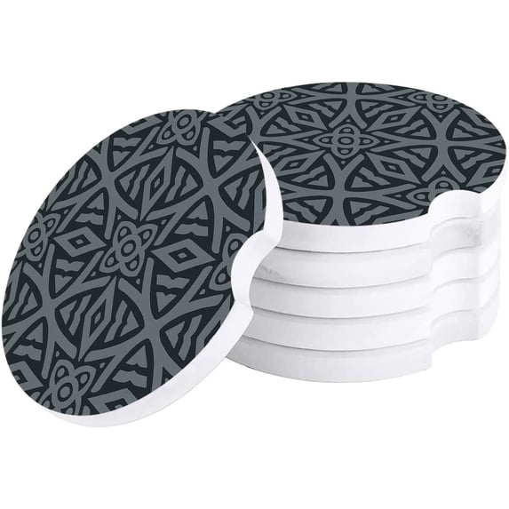 FMSHPON Geometric Abstract Pattern Set of 4 Car Coaster for Drinks, Absorbent Ceramic Stone Coasters Cup Mat with Cork Base for Home Kitchen Room Coffee Table Bar Decor