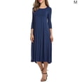 thumbnail image 1 of Sonducket Vestido de mujer Cuello Otoño Vestido de mujer Traje de cuello Media manga Vestido de columpio grande Vestidos Azul oscuro METRO, 1 of 6