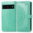 thumbnail image 2 of SaniMore for Google Pixel 7 Pro 6.7" 2022 Wallet Case with Embossed Mandala PU Leather Flip Protection Wrist Strap Credit Card Holder Pocket Kickstand Shockproof Case For Google Pixel 7 Pro, Green, 2 of 9