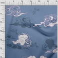 thumbnail image 3 of oneOone Silk Tabby Medium Blue Fabric Asian Japanese Floral Birds With Plants Diy Clothing Quilting Fabric Print Fabric By Yard 42 Inch Wide, 3 of 4