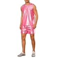 thumbnail image 4 of INSPIRE CHIC Holographic Tank Top and Shorts Set for Men's Party Disco Metallic 2 Pieces Outfits M Pink, 4 of 5