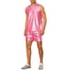 thumbnail image 4 of Conjunto de Top Holográfico y Shorts INSPIRE CHIC para Fiesta Disco de Hombre, 2 Piezas, L Rosa, 4 of 5