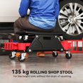 thumbnail image 3 of Tabouret de Garage Roulant avec Roues, Tabouret de Mécanicien Rembourré Capacité de 300 Lb avec Rangement sur Plateaux à Outils, Noir, 3 of 6