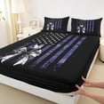 thumbnail image 3 of Homewish Blue Camouflage Bow-tie Queen Sheet Sets, Stripes Stars Flag Flat Sheet, Rustic Farmhouse Queen Fitted Sheet, Ultra Soft Bedroom Decor, 4pcs, 3 of 7