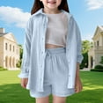 thumbnail image 2 of TSHXS Girls Summer Outfits Size 10-12 Kids Clothes Girls Size 7-8 Girls Summer Outfits Casual Lounge Set Elastic Waist Shorts 2 Piece Clothing Sets 13-14 Years Sky Blue, 2 of 9