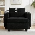 thumbnail image 6 of Harper & Bright Designs Convertible Chaise Lounge Indoor, Corduroy Single Sofa with USB Ports, Accent Chair Sleeper Sofa Bed with Two Cup Holders, Phone Holder and Storage, Black, 6 of 16