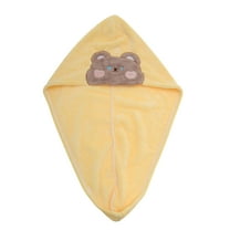 Unique Bargains 1 Pc Cute Water-absorbent Bears Pattern Hair Towel for Bathroom Hotel Yellow Coral Fleece