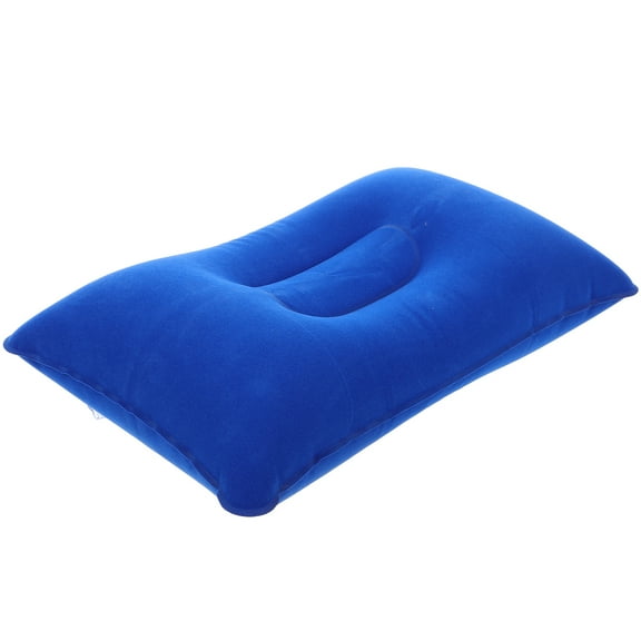 KALLORY Inflatable Pillow for Plane Travel 1Pack Blue Flocking Material for Adults