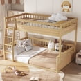 thumbnail image 2 of Full XL over Queen Floor Bunk Bed, 2-in-1 Wooden Bunk Bed Frame with Ladder & Guardrail, Convertible to 2 Separated Beds for Teens Bedroom, Easy Assembly, Natural, 2 of 9