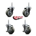 thumbnail image 2 of 3.5 Inch Gray Poly Wheel Swivel 5/8 Inch Threaded Stem Caster Set 2 Brakes, 2 of 2