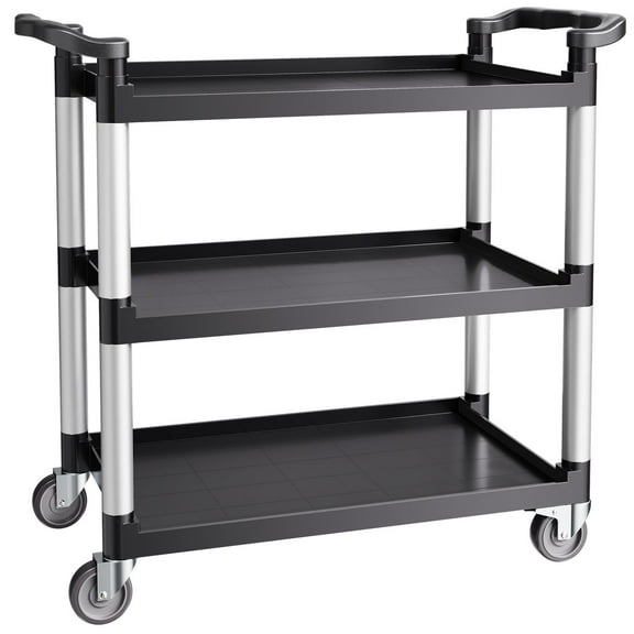 500 lbs Capacity 3-Tier Heavy Duty Utility Cart Rolling Service Cart with Wheels for Hospital & School