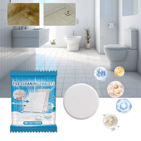 Ikohbadg Tile Cleaning Tablets, Powerful Stain Remover for Ceramic Tiles, Porcelain, and Bathtubs, Fresh Lemon Scent, Easy Dissolving Solution for a Shiny Finish