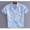 thumbnail image 2 of CHUANK Hommes Lin Manches Courtes Chemises d'Été Décontracté Robe en Vrac Soft Tops Tee M-3XL, 2 of 3