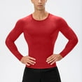 thumbnail image 2 of Lovzfmll Haut de Compression à Manches Longues Couleur Unie Mode Décontractée pour Hommes, Couche de Base Haute Élasticité pour Course et Gym Rouge, P, 2 of 7