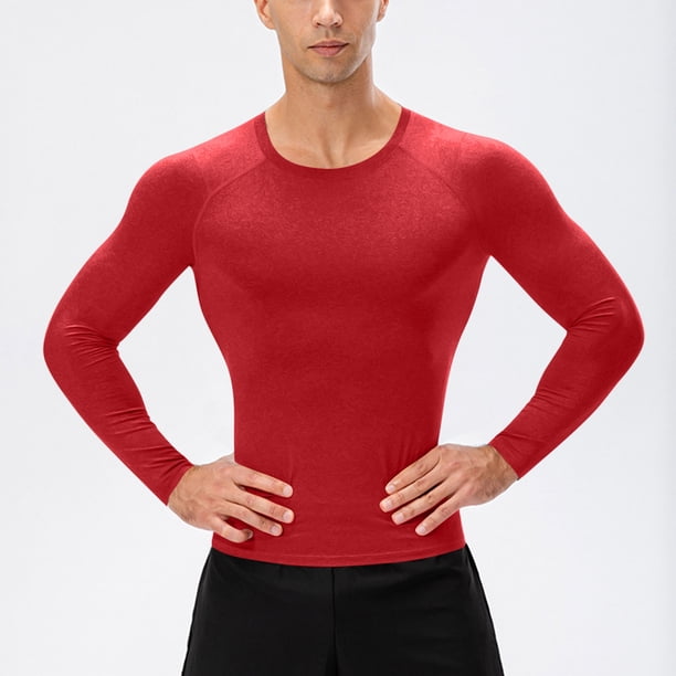 pstuiky camisas de hombre de manga larga, Mallas deportivas de manga larga para hombre, informales, de color liso, para correr y hacer ejercicio, de alta elasticidad. tops de invierno para hombre l