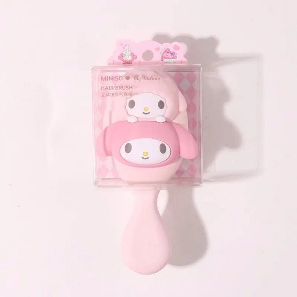 Miniso Sanrio Cinnamoroll Kuromi-bolsa de aire para masaje estereoscópico, peine bonito con cubierta de tarjeta, cuero cabelludo para masaje