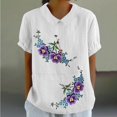 thumbnail image 1 of Fiudx Tops para Mujer Camiseta Holgada Informal con Estampado para Mujer, Tops de Manga Corta con Cuello de Muñeca, Blusa Bonita y de Lino, 1 of 4