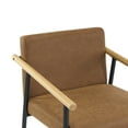 thumbnail image 4 of Christopher Knight Home Mid-Century Modern 26" Counter Height Stools, Metal Frame, Wood Armrests, Brown Cushion, Set of 2, 4 of 9