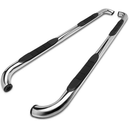 TAC Side Steps Fit 2001-2018 Chevy Silverado/GMC Sierra 1500 Crew Cab / 2001-2019 Chevy Silverado/GMC Sierra 2500/3500 Crew Cab (Exclude C/K "Classic") 3" Stainless Steel Side Bars