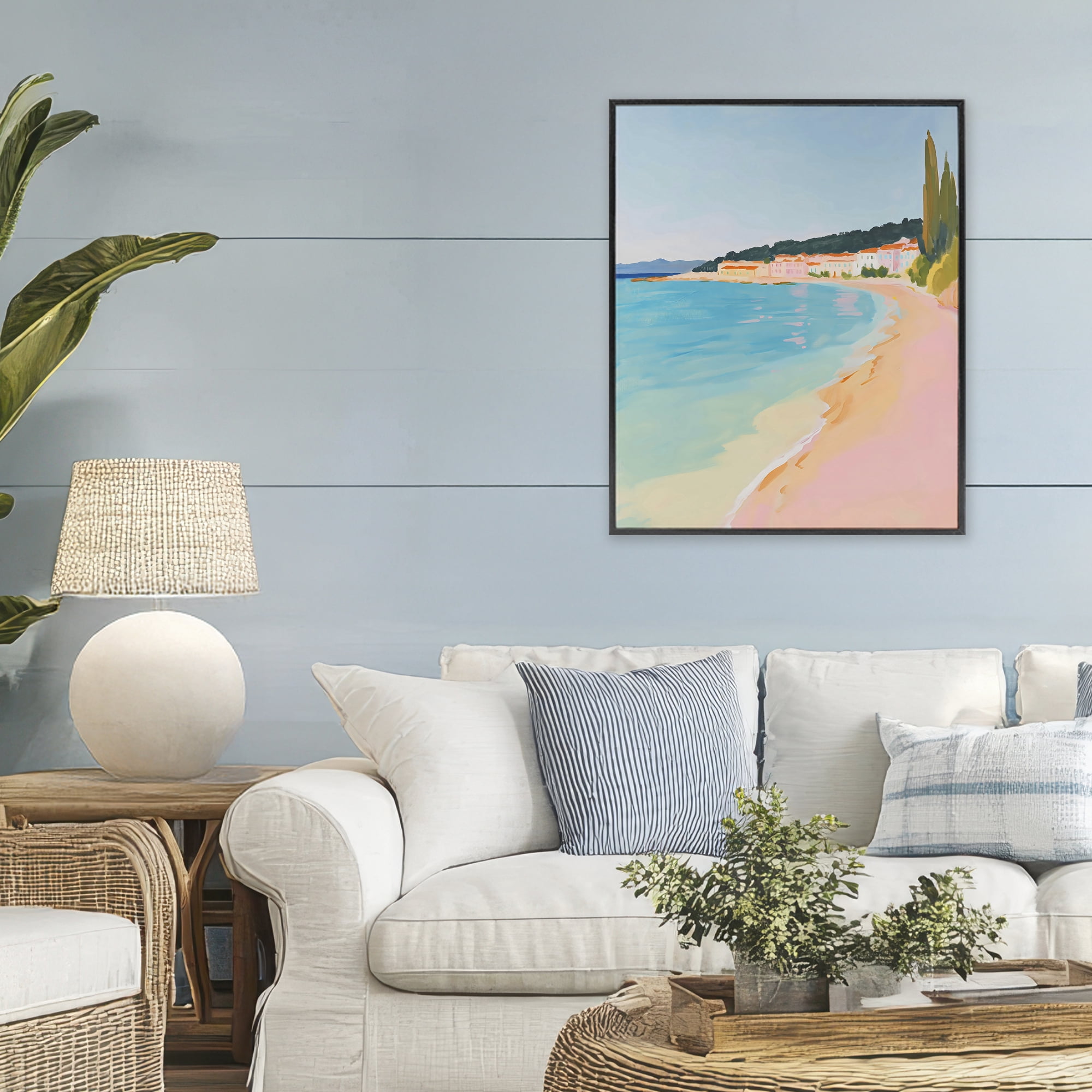 Stupell Industries Abstract Village By The Sea Black Framed Giclee Art, design by The Prints Vibe