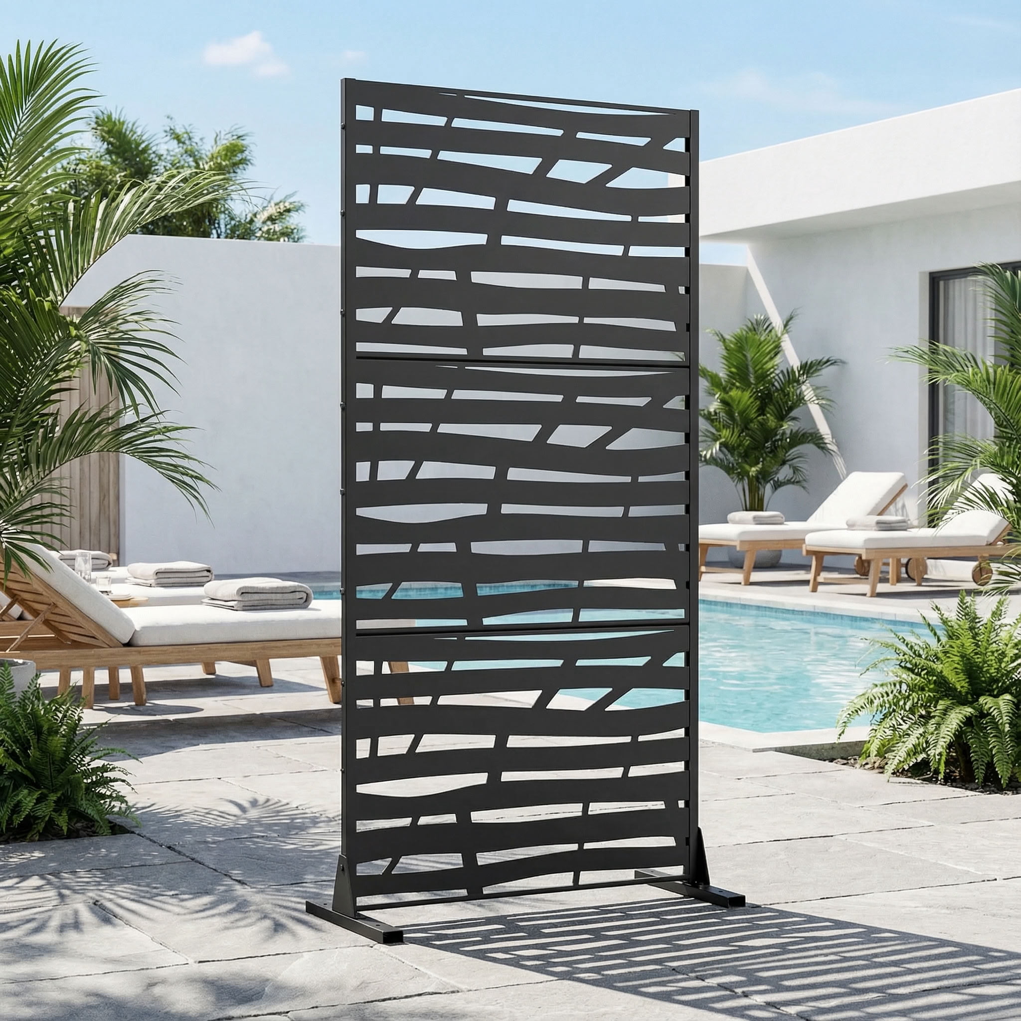 MAYEERTY 72*35in Outdoor Privacy Screen, UV Resistant Metal Privacy Fence, Privacy Panel for Patio, Balcony, Backyard, Garden