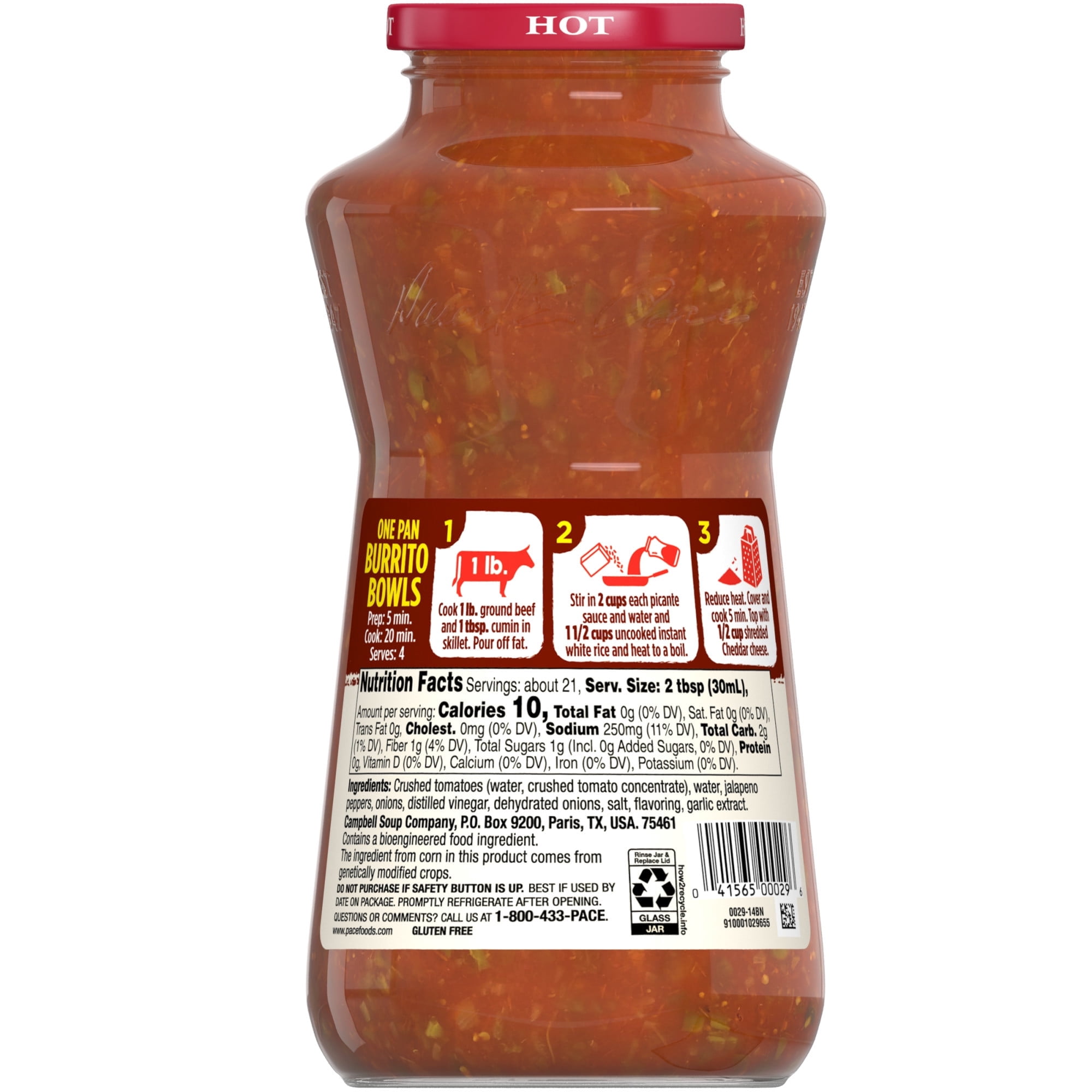 Pace Hot Picante Sauce, 24 oz Jar