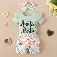 thumbnail image 6 of Newborn Baby Girl Auntie's Bestie Outfits Short Sleeve Romper Floral Shorts Summer Clothing Set 0-18M, 6 of 10