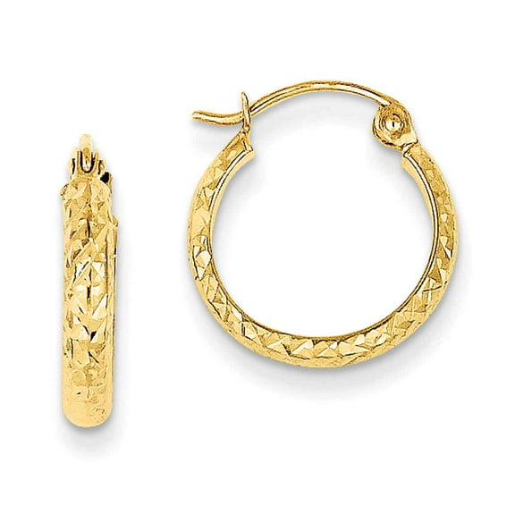 Primal Gold 14 Karat Yellow Gold Diamond-cut 2.8x15mm Lightweight Hoop Earrings