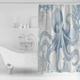 thumbnail image 4 of Small Stall Shower Curtain 36x78 Inch Narrow Half Size Coastal Blue Octopus Bath Curtains Bathroom Decor Vintage Summer Ocean Coral Waterproof Fabric Shower Curtain Set with Hooks 36 Inch, 4 of 6