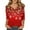 Red10, variant on Fiaer Womens V Neck T Shirts Christmas 3/4 Sleeve Plus Size Tshirts Snowflakes Fashion Casual Baggy Xmas Tops Red XL