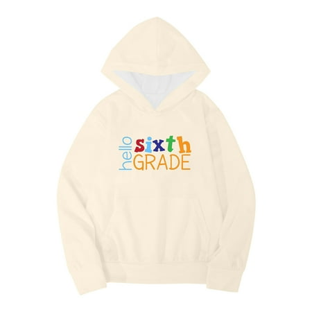 

Kids Boys Girls Autumn WInter School Season Sixth Grade Letter Printed Long Sleeve Hoodie Warm and Comfortable Tops Children s Clothing Fashion Hoodie for Boys Long Sleeve Teens Sweater Kids Boys