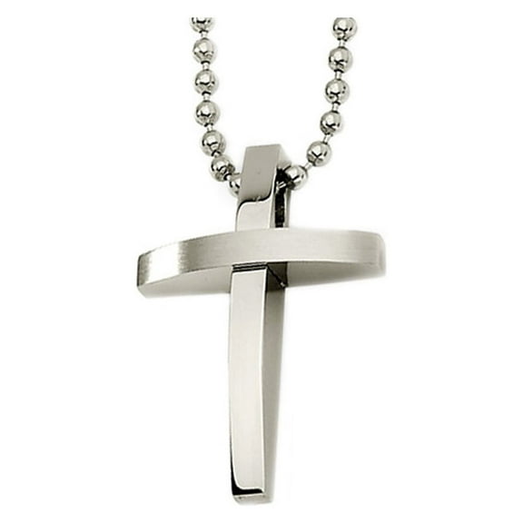 Gem & Harmony Mens Stainless Steel Cross Pendant Necklace with Chain for Men