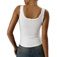 thumbnail image 4 of Bixock Women Built-in Bra Tank Tops Solid Color Square Neck Lace Sleeveless Wireless T Shirta Bras With Padded Cups Daily Bras, 4 of 8