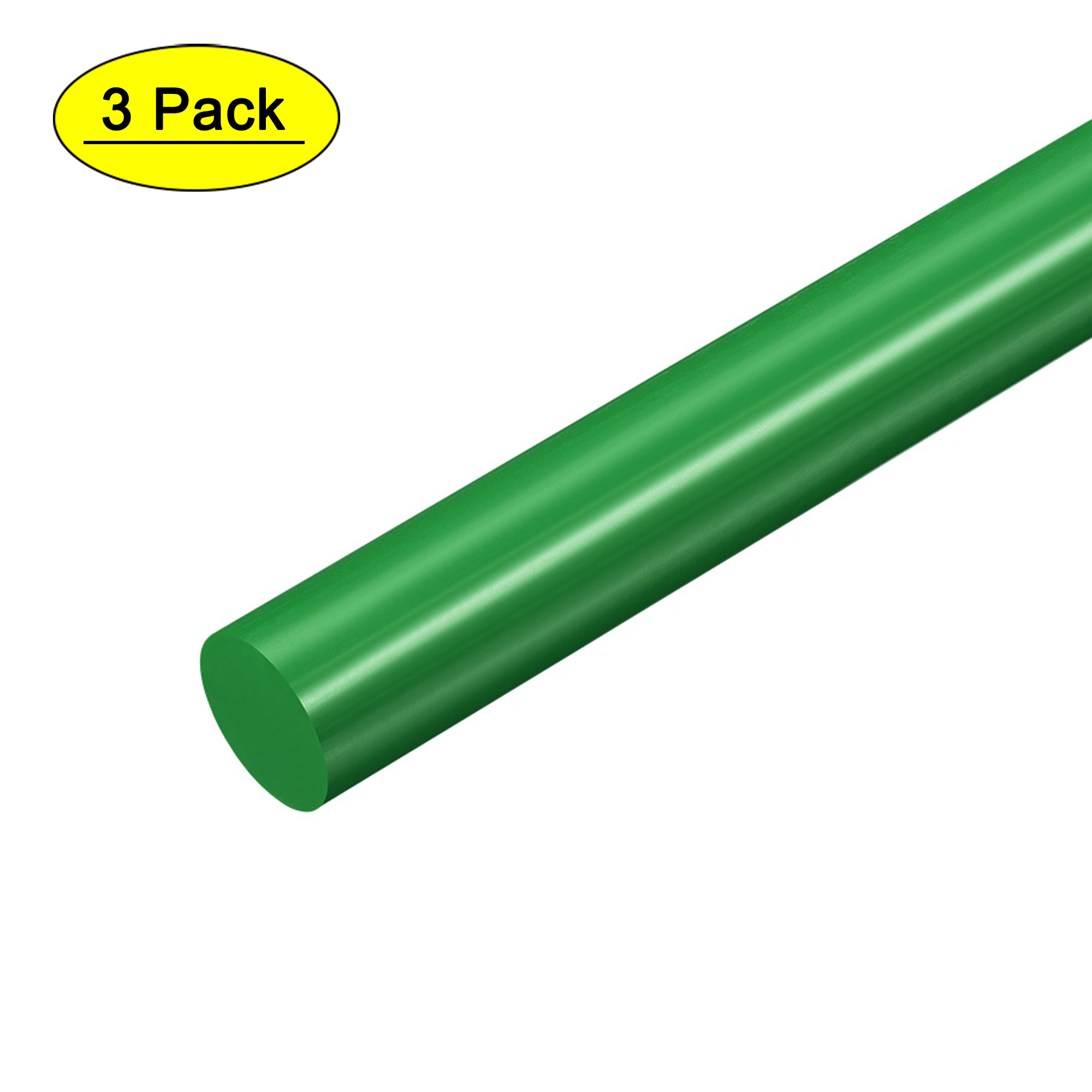 3pcs Plastic Round Rod 5/8" Dia 20" Length Green (POM) Polyoxymethylene Rods Engineering Plastic Round Bars(15mm)