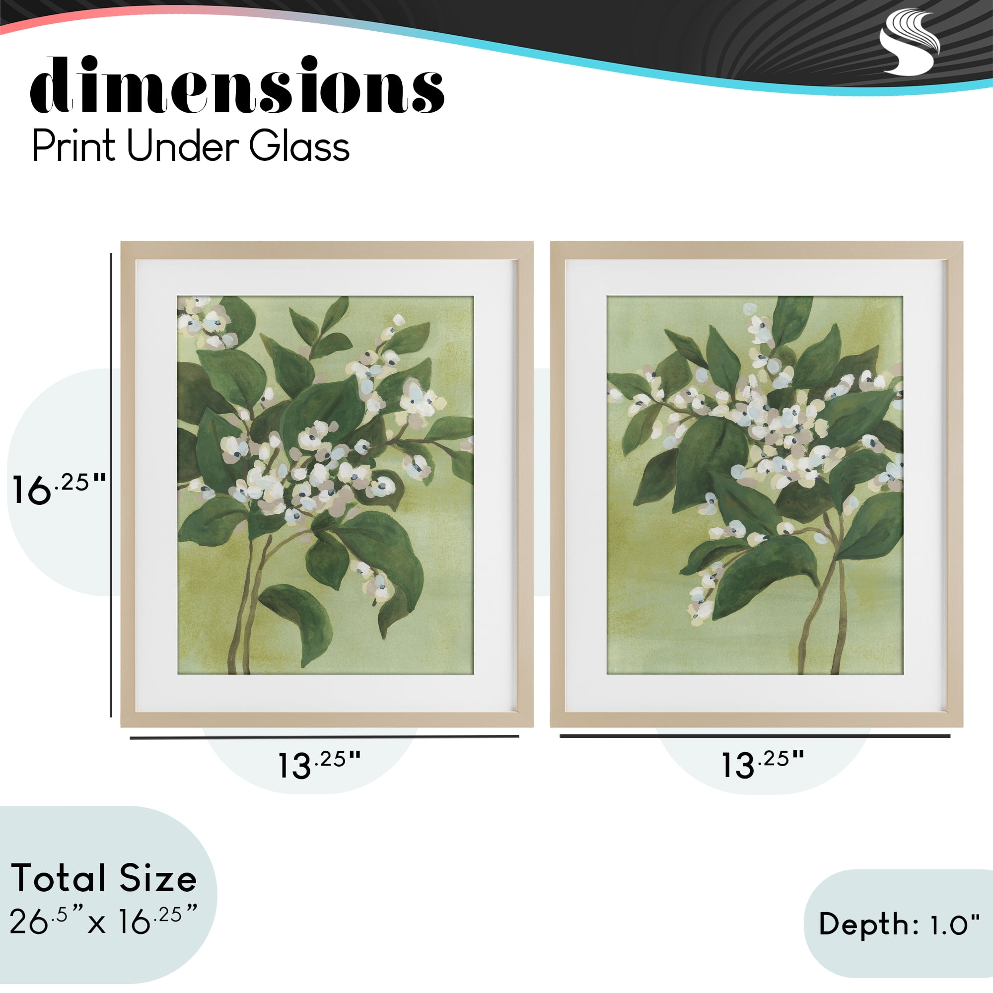 Stupell Industries Verdant Herb Blossoms 2 Piece Birch Framed Print Under Glass Set, design by June Erica Vess