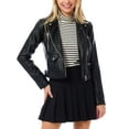 thumbnail image 1 of MixMatchy Women's Faux Leather Long Sleeve Zipper Closure Moto Biker Short Coat Jacket, 1 of 7