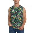 thumbnail image 2 of Lsque Dinosaur Plays Soccer Print Men's Cotton Blend Sleeveless Muscle Shirts (S-3XL)- Moisture Wicking, Odor Protection, UPF 30+,3X-Large, 2 of 8
