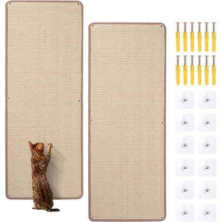 Sisal Scratcher Mat Wall Scratcher Carpet Climbing Wall Large Tall Couch Sofa Protector Mat Pad for Indoor Cats (39.3 Lx15.7 W 2 count)
