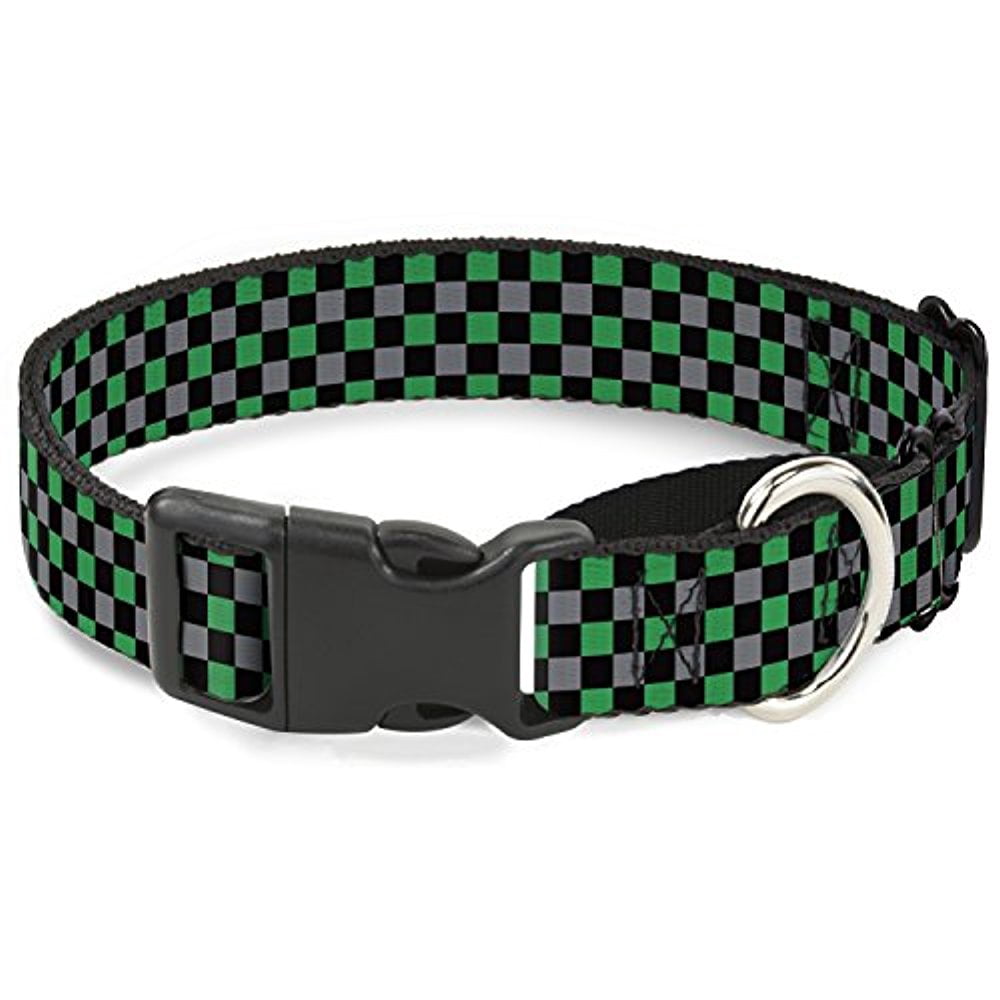 Buckle-Down MGC-W31386-L Mini Checker Black Gray 3 Green Martingale Dog Collar