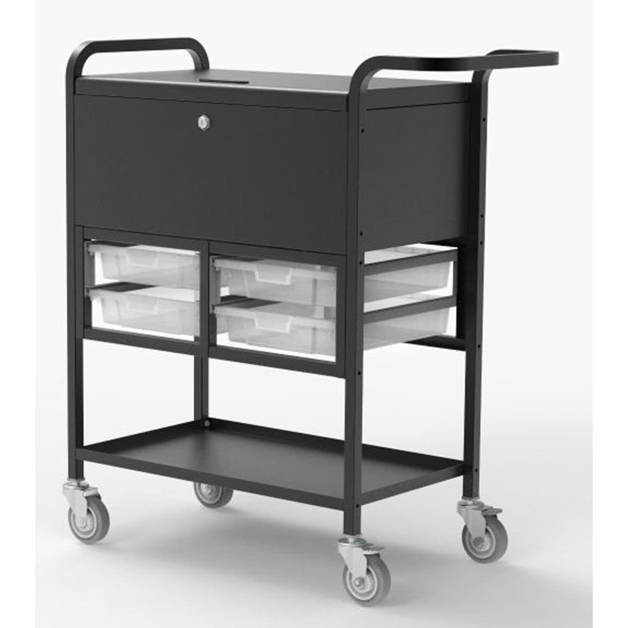 Home Office Modern File Cart With Locking Cabinet And Storage Bins